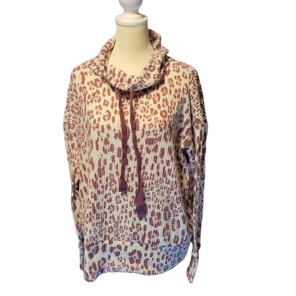 Como Vintage Animal Print Waffle Knit Top Size XXL - Picture 1 of 5
